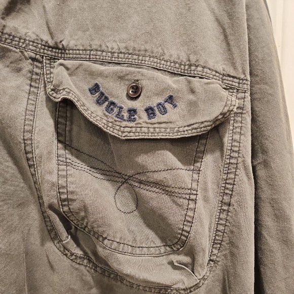 Vintage Bugle Boy Button Up Shirt Mens Large Gray Pocket Outdoor Casual Grunge - Picture 2 of 9